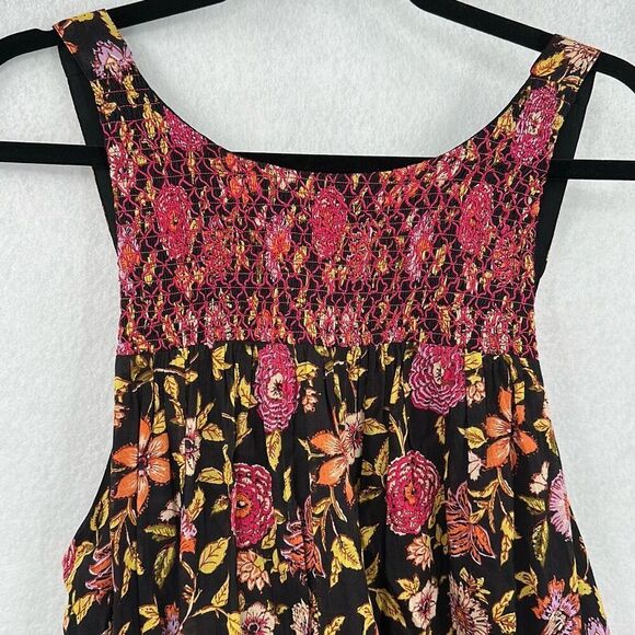 NWT Free People Black Pink Oh Baby Floral Mini Dress Size Medium - Picture 5 of 14